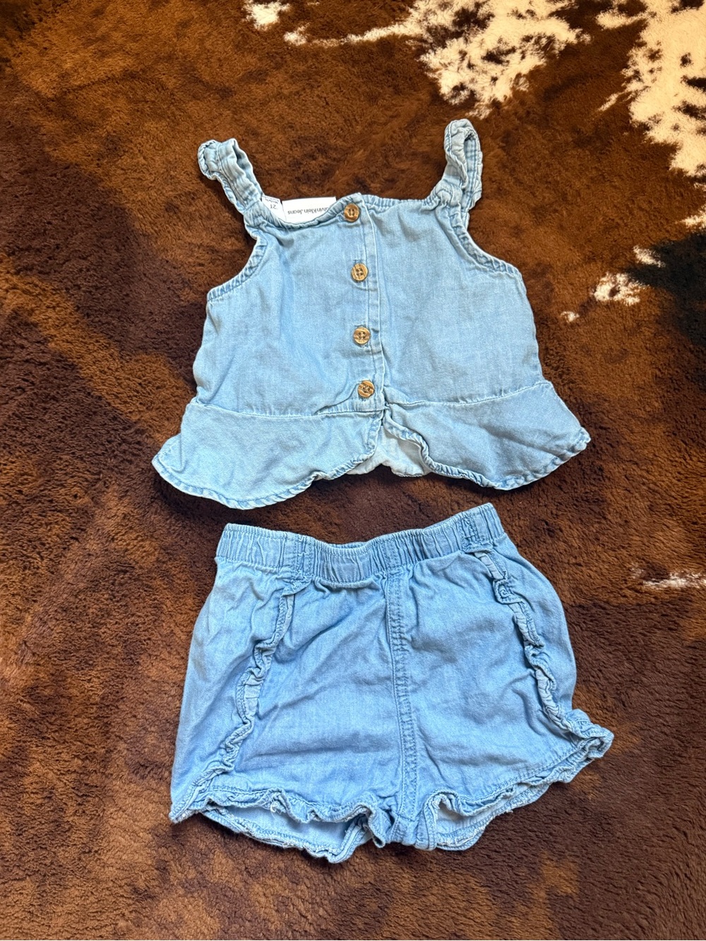 Calvin Klein Light Blue Denim Tank & Garanimals Shorts Set